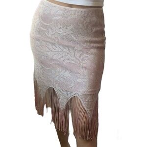 Pink Lace Shimmer Skirt with fringe